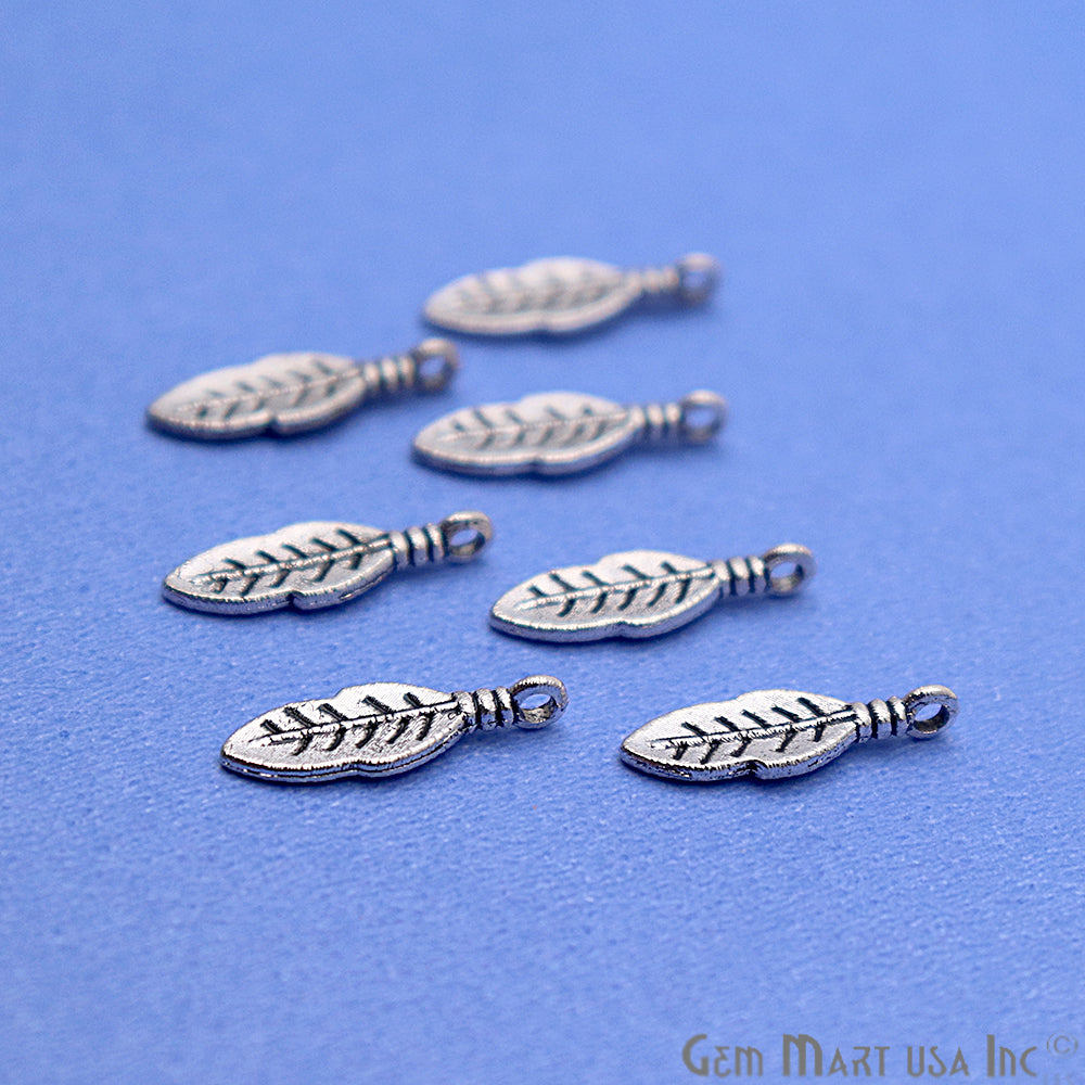 5pc Lot Leaf Shape Oxidized 16x5mm Charm For Bracelets & Pendants - GemMartUSA