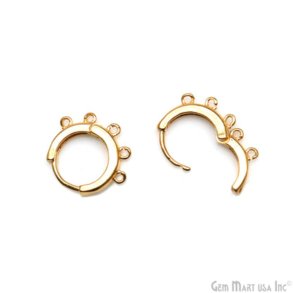 DIY Round 5 Loop Hoop Clasp Finding Studs Gold Plated Hoop Earring 1 Pair