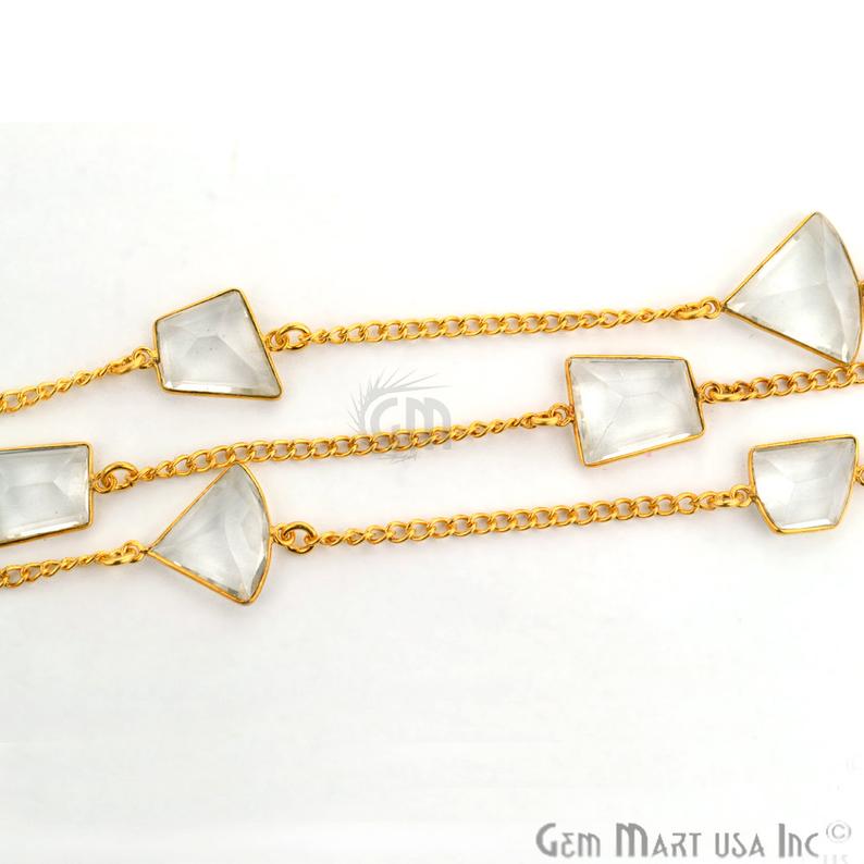 Crystal Freform Shape 10-15mm Gold Plated Connector Chain - GemMartUSA