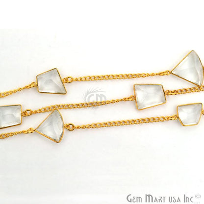 Crystal Freform Shape 10-15mm Gold Plated Connector Chain - GemMartUSA