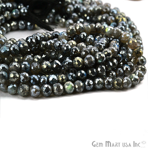 Mystique Labradorite Faceted Round Beads 5mm Gemstone Rondelle Beads - GemMartUSA