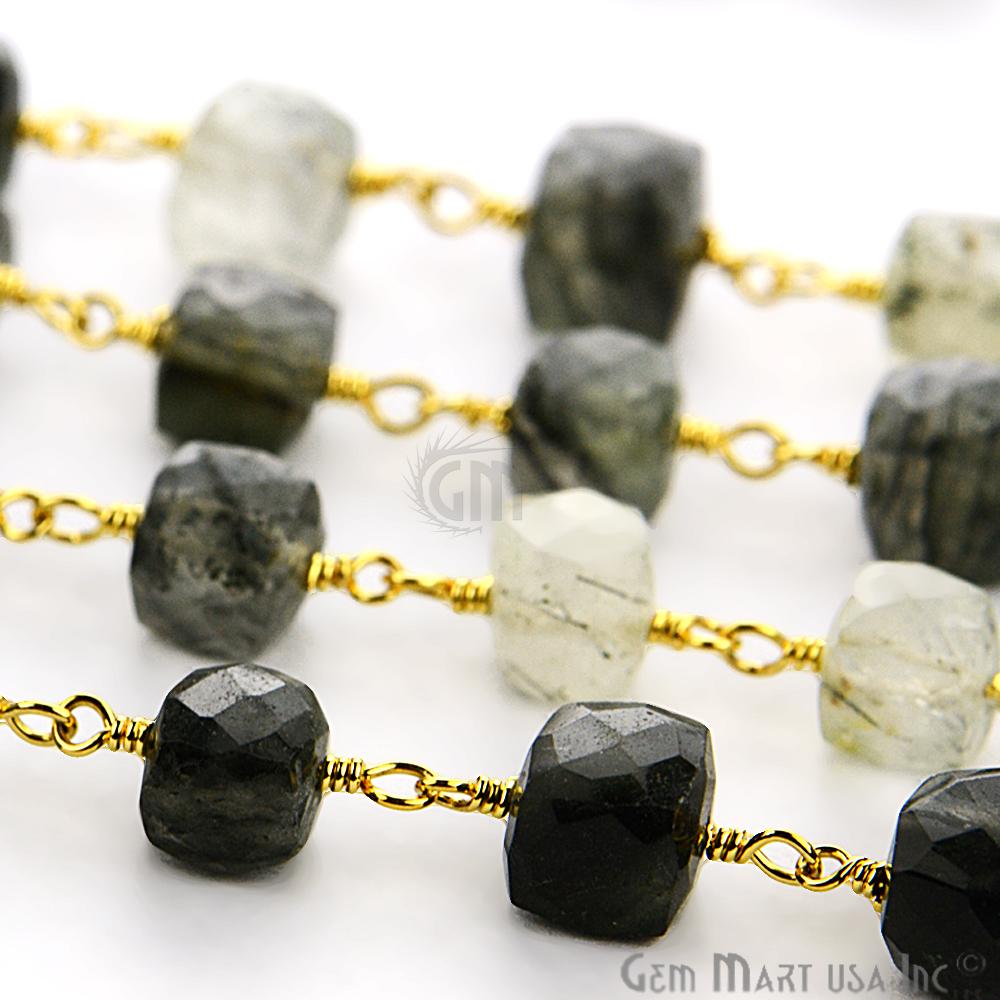 Rutilated Gold Plated Wire Wrapped Beads Rosary Chain