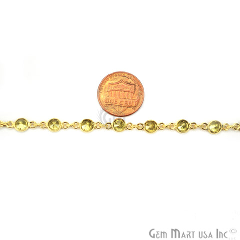 Lemon Topaz 4mm Round Gold Bezel Continuous Connector Chain - GemMartUSA (764189540399)