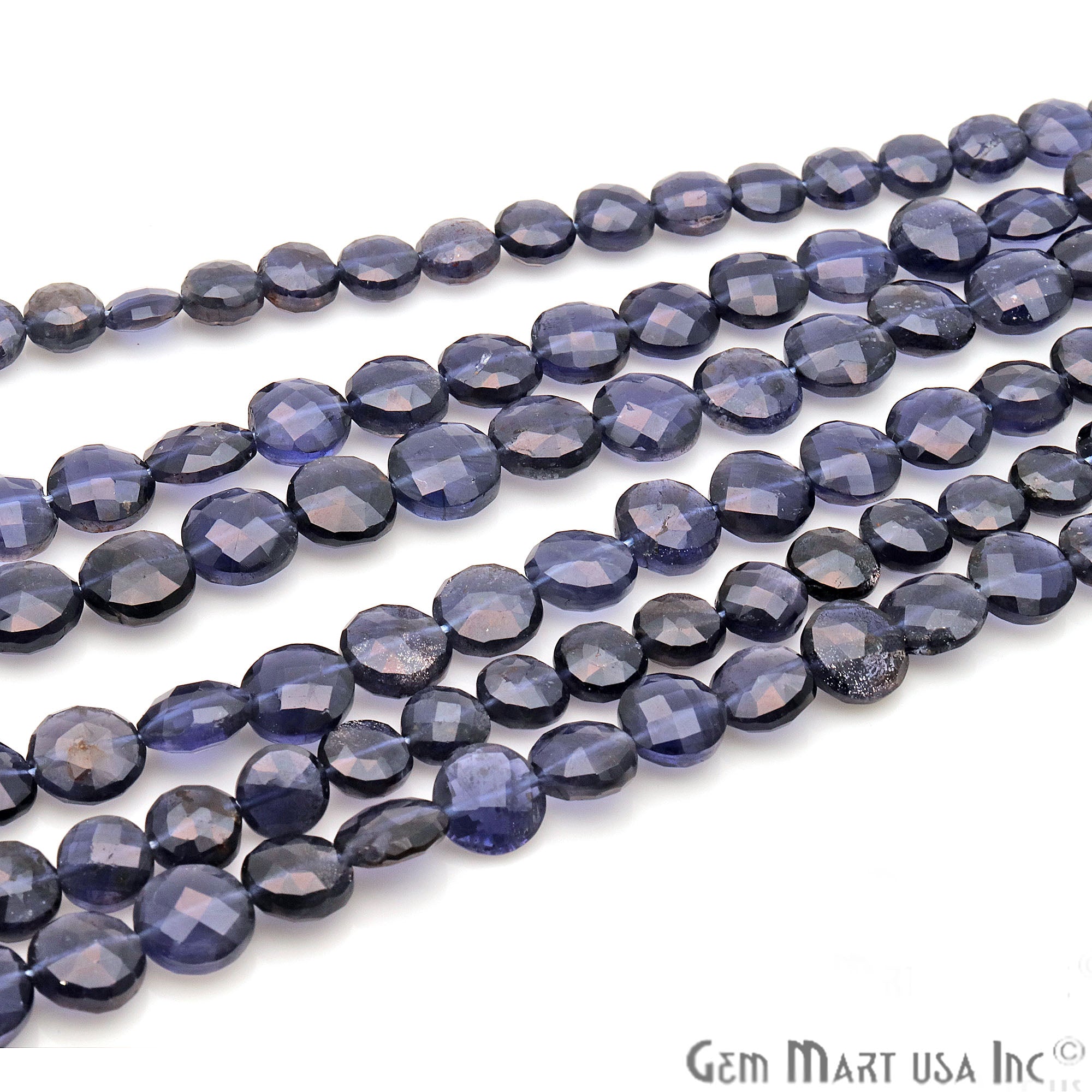 Iolite Coin 8mm Crafting Beads Gemstone Strands 14INCH - GemMartUSA