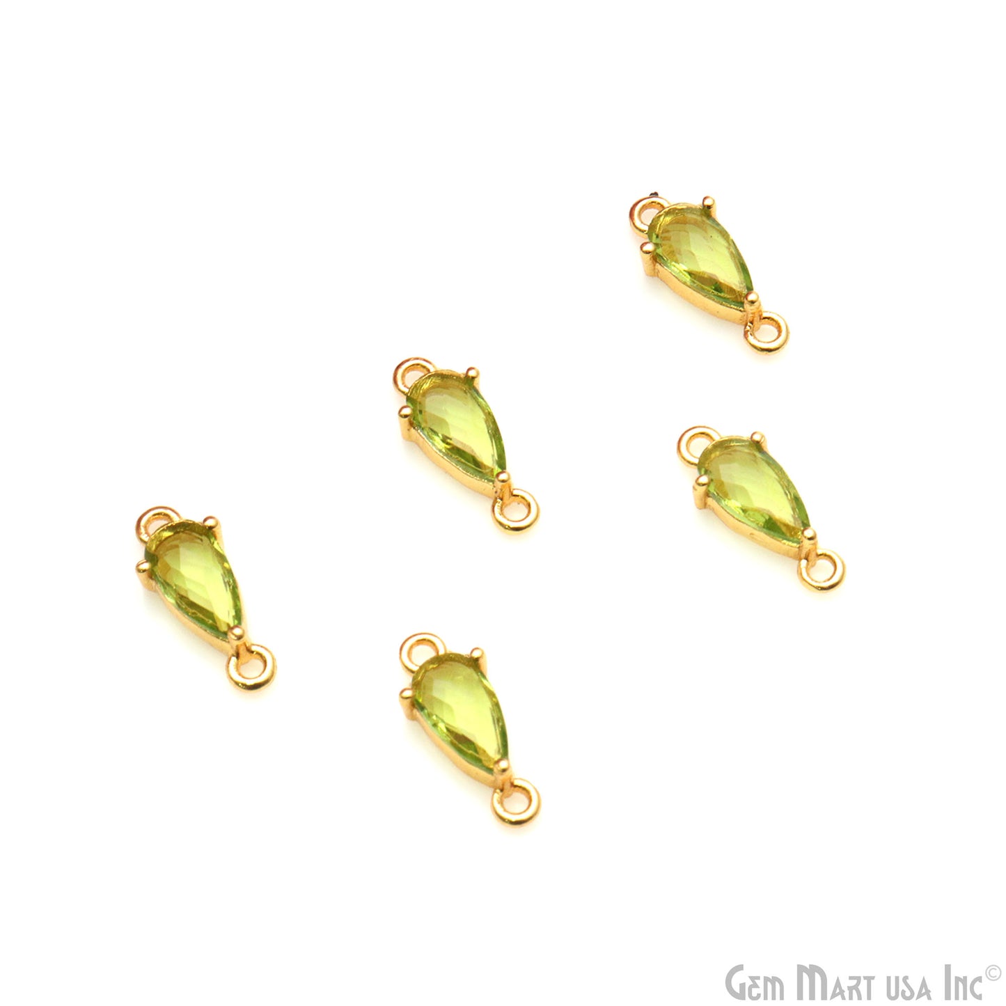 Faceted Pears 8x4mm Prong Gold Plated Double Bail Connector