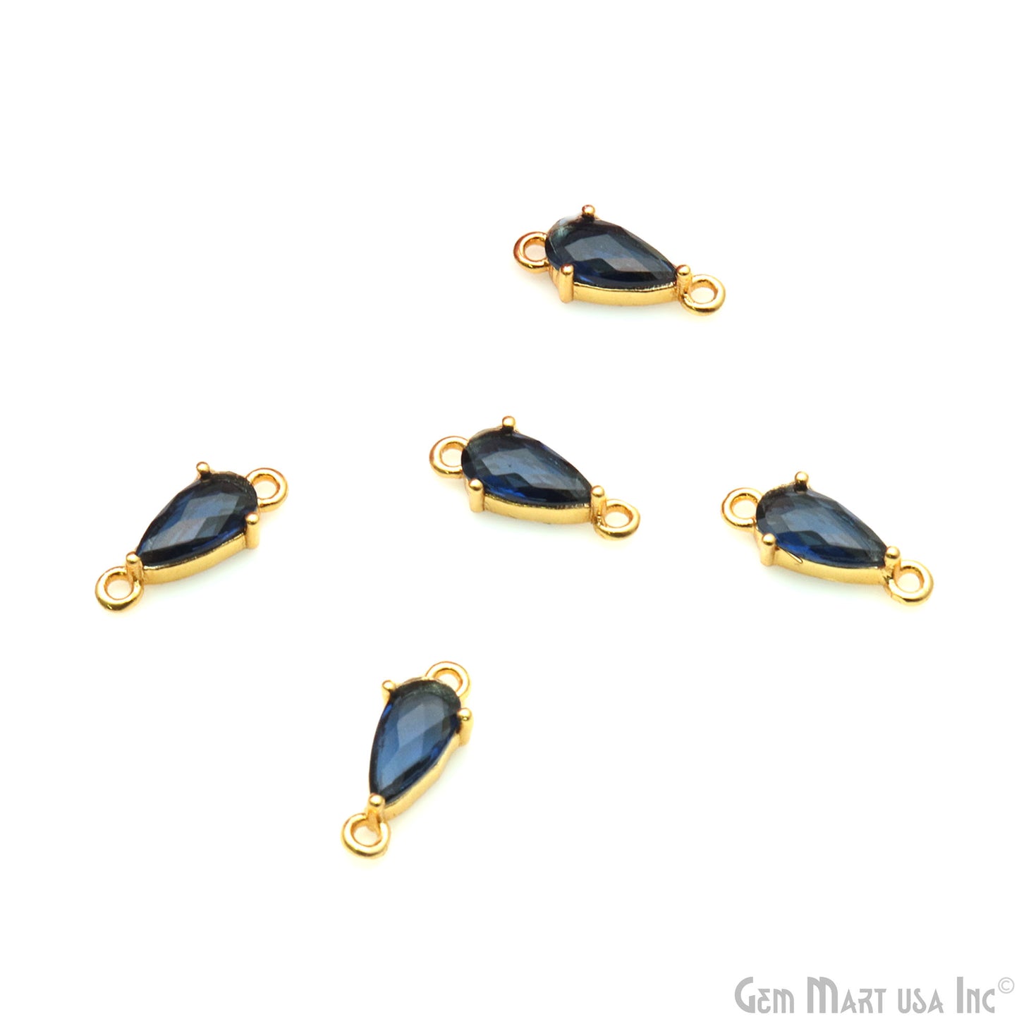 Faceted Pears 8x4mm Prong Gold Plated Double Bail Connector