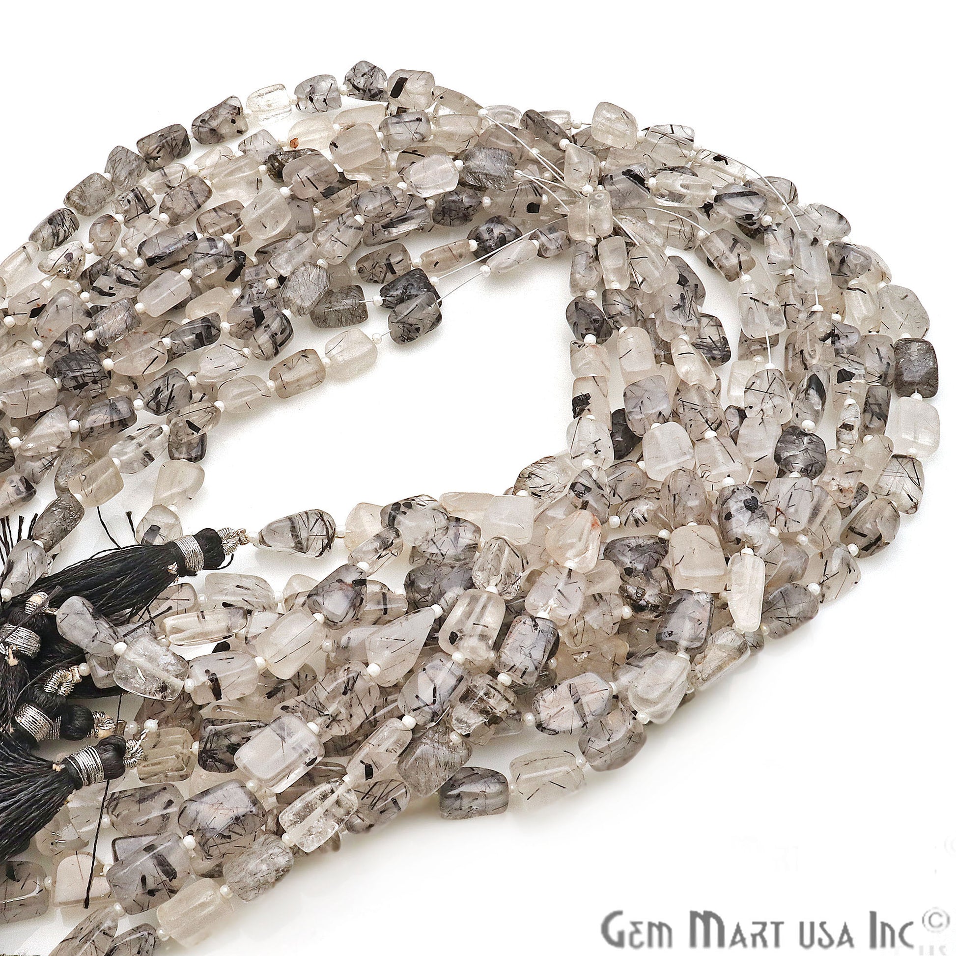 Rutilated Free Form 12x8mm Tumble Beads Gemstone Strands - GemMartUSA