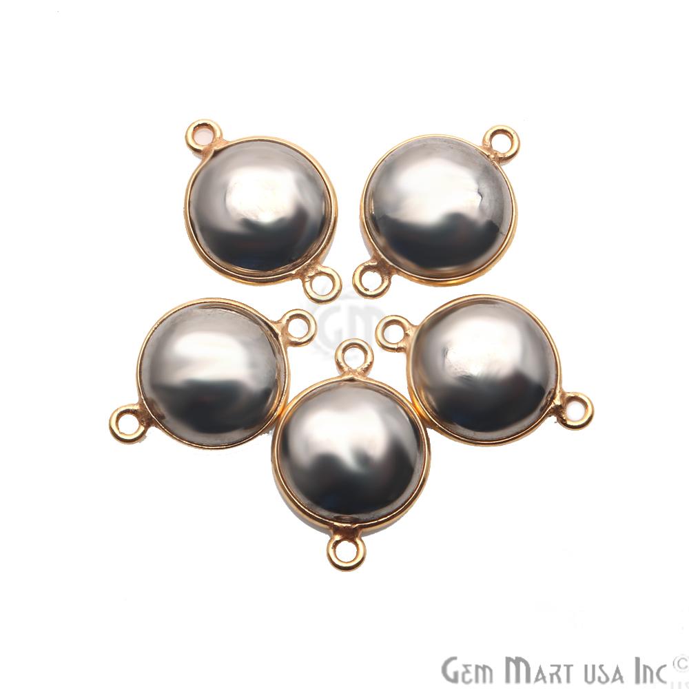 Round 10mm Cabochon Gold Plated Double Bail Tiny Gemstone Connectors