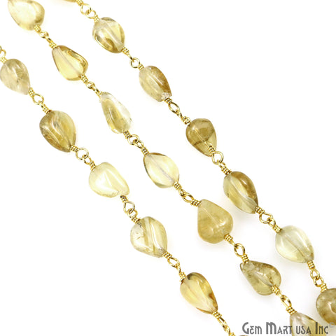 Citrine 8x5mm Tumble Beads Gold Plated Rosary Chain