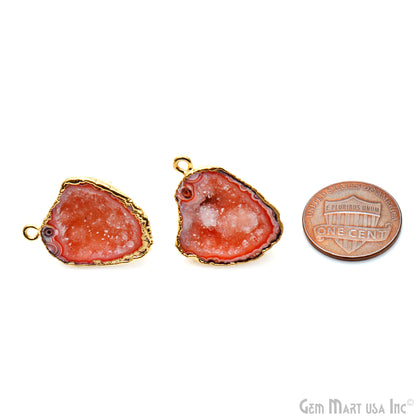 DIY Geode Druzy 24x16mm Gold Electroplated Loop Connector Studs Earrings