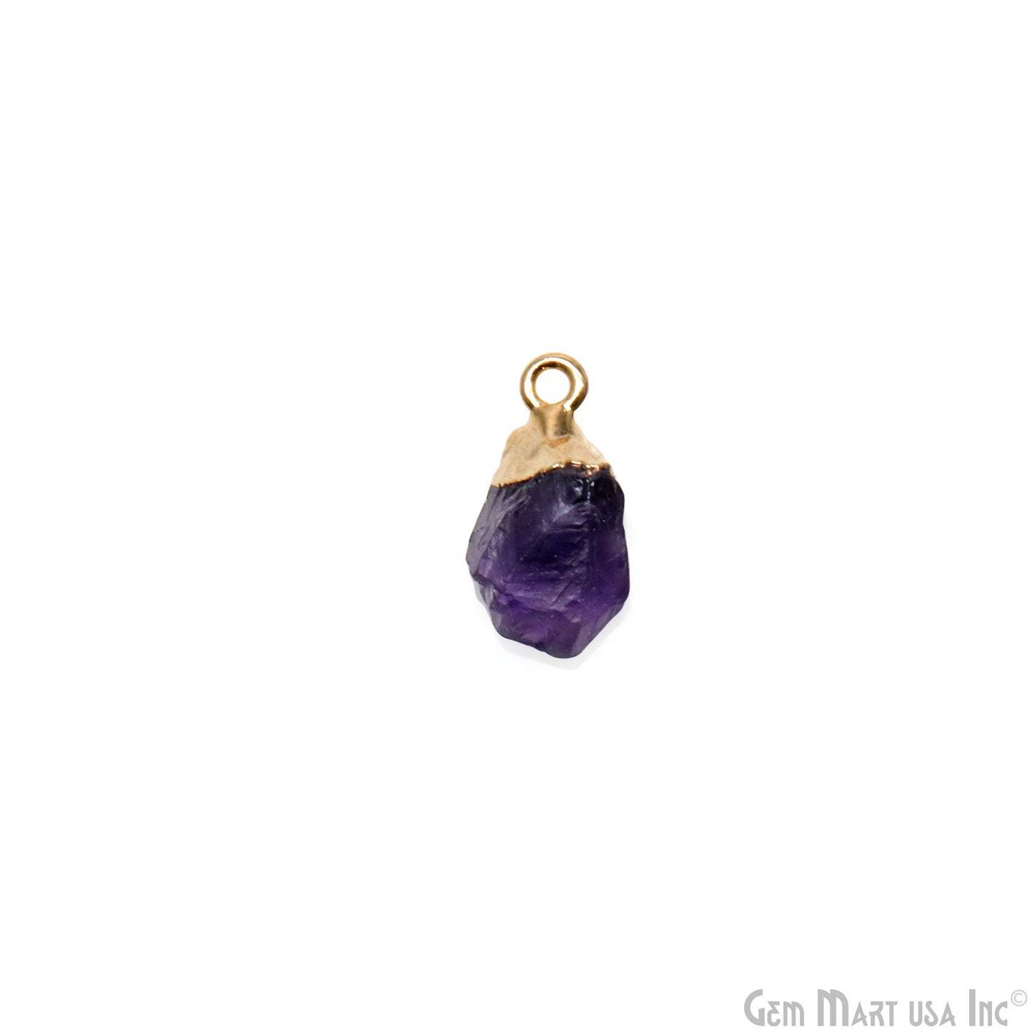 Rough Amethyst Gemstone 12x7mm Organic Gold Edged Single Bail Connector Charm