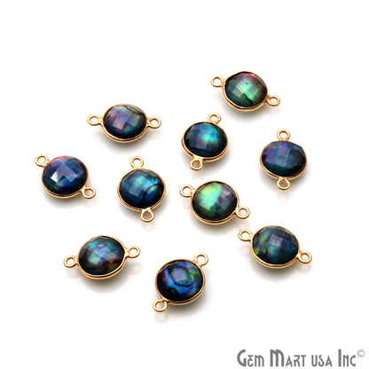 Multi Colored Doublet stone Round Shaped 10mm Gold Plated Connector - GemMartUSA