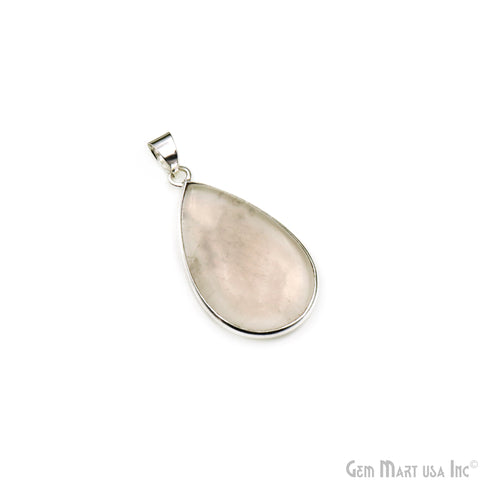 Rose Quartz Gemstone Pears 40x23mm Sterling Silver Necklace Pendant 1PC
