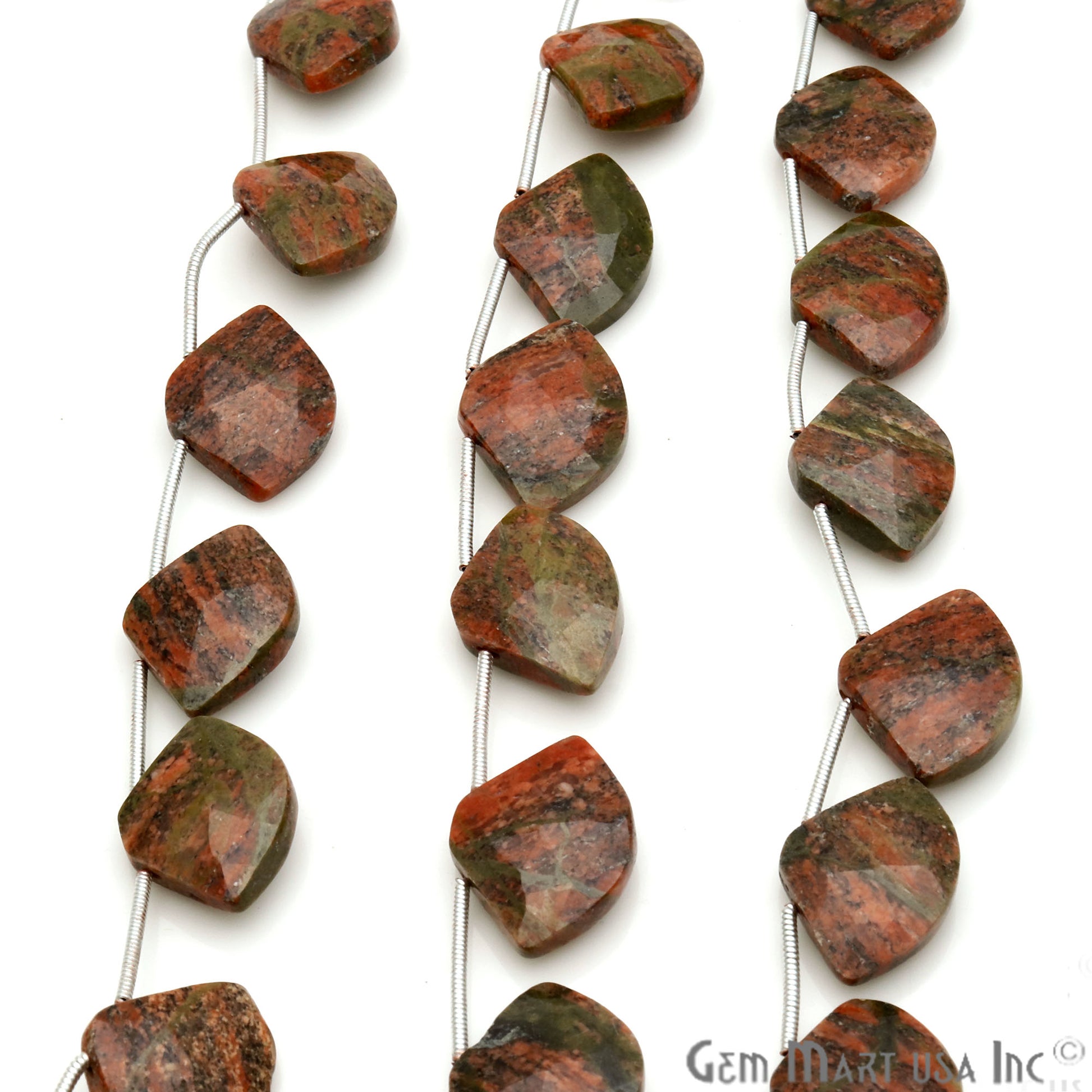 Unakite Freeform 19x14mm Crafting Beads Gemstone Briolette Strands 8 Inch - GemMartUSA