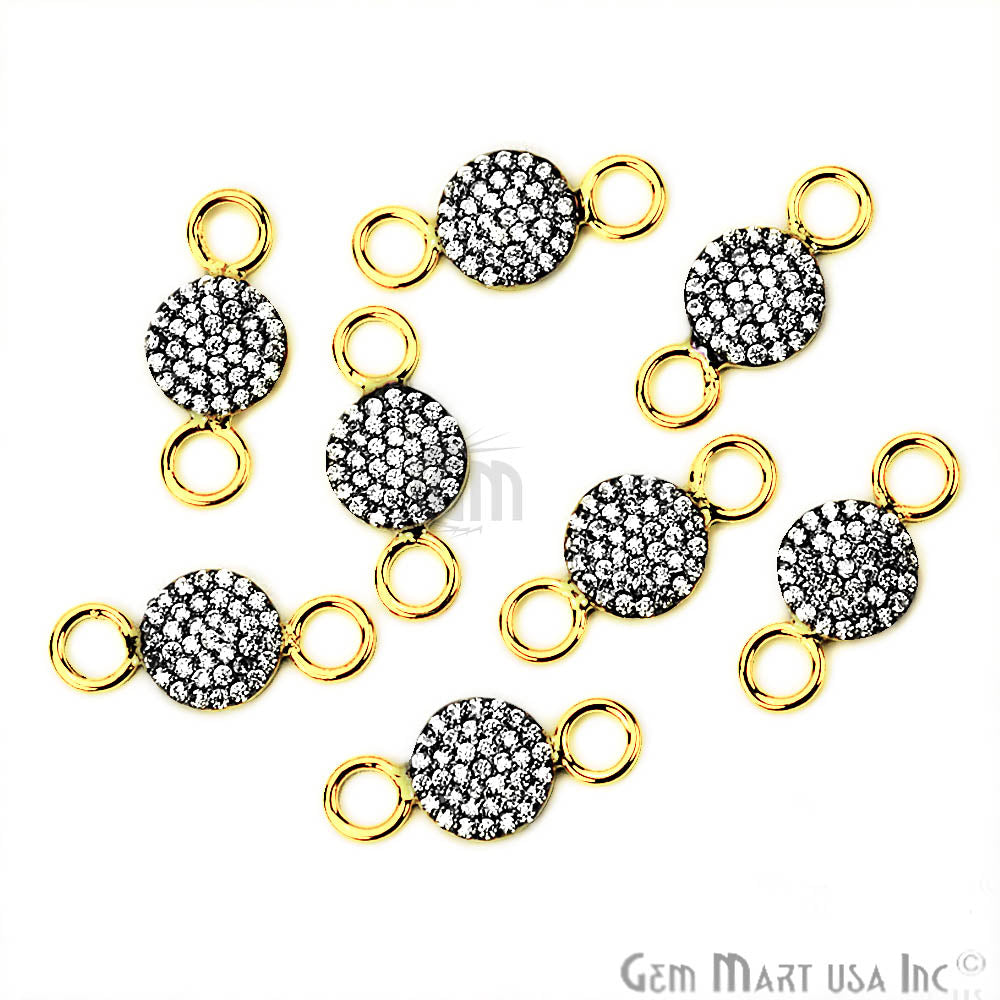 Cubic Zircon Pave 'Round' Gold Vermeil Charm For Bracelet & Pendants - GemMartUSA