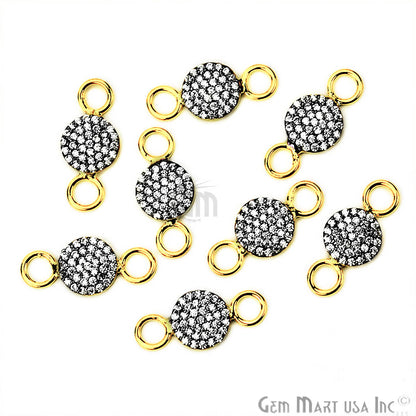 Cubic Zircon Pave 'Round' Gold Vermeil Charm For Bracelet & Pendants - GemMartUSA