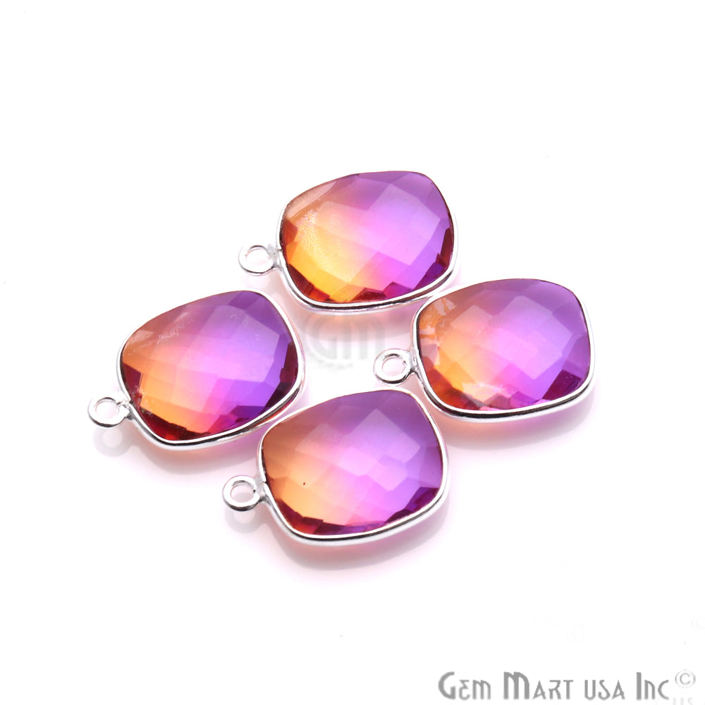 Doublet Aura Quartz 10x12mm Octagon Connector (Pick Color,Plating,Bail) - GemMartUSA