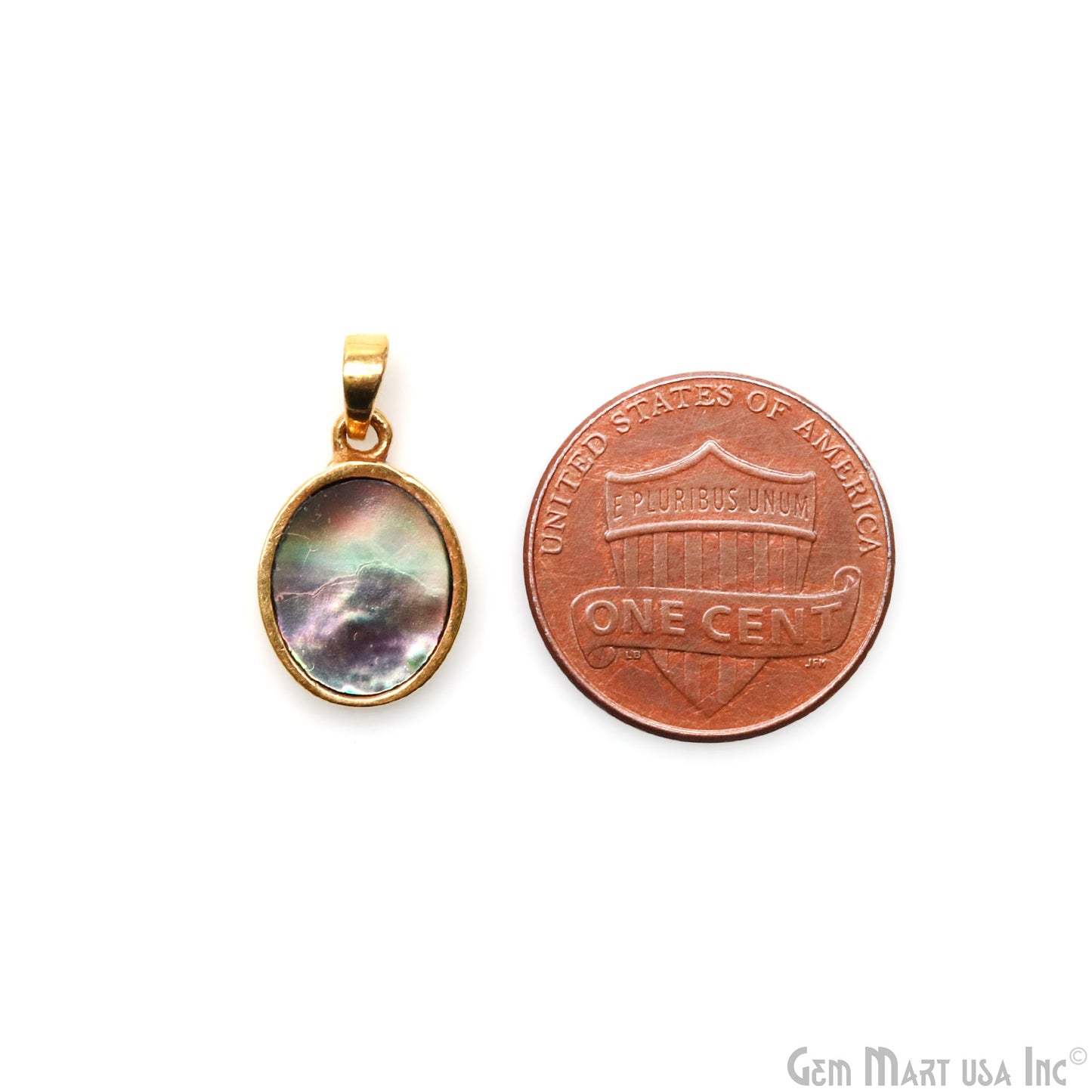 Abalone Shell Oval Shape 16x11mm Gold Plated Single Bail Pendant