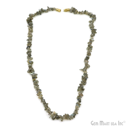 Uncut Gemstone Chip Beads Necklace 17 Inch