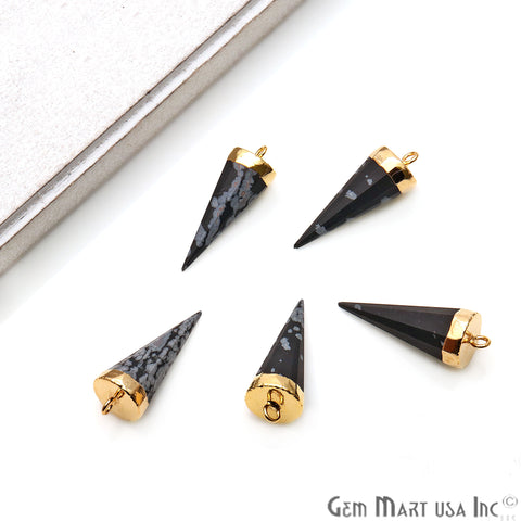 Gemstone Cone 29x10mm Gold Electroplated Single Bail Connector (Pick Stone) - GemMartUSA