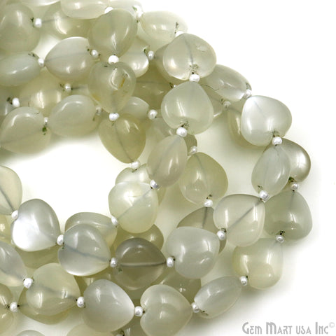 White Chalcedony Heart Shape Cabochon Beads 10mm Gemstone 7 Inch Strands Briolette Drops