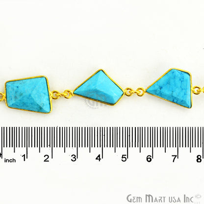 Turquoise 10-15mm Mix Faceted Gold Bezel Continuous Connector Chain - GemMartUSA (764301770799)