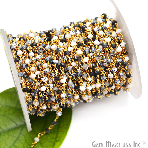 Dendrite Opal Bead Gold...