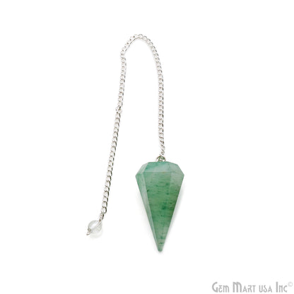 Healing Dowsing Pendulum Pendant & Silver Plated Chain (Pick  Your Gemstone)