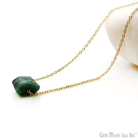 Rough Gemstone 18x15mm Gold Plated Necklace Chain