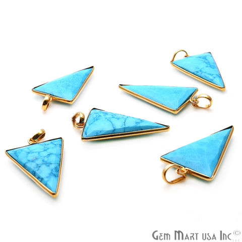 Turquoise TriAngel 35x21mm Gold Plated Bezel Gemstone Pendant - GemMartUSA