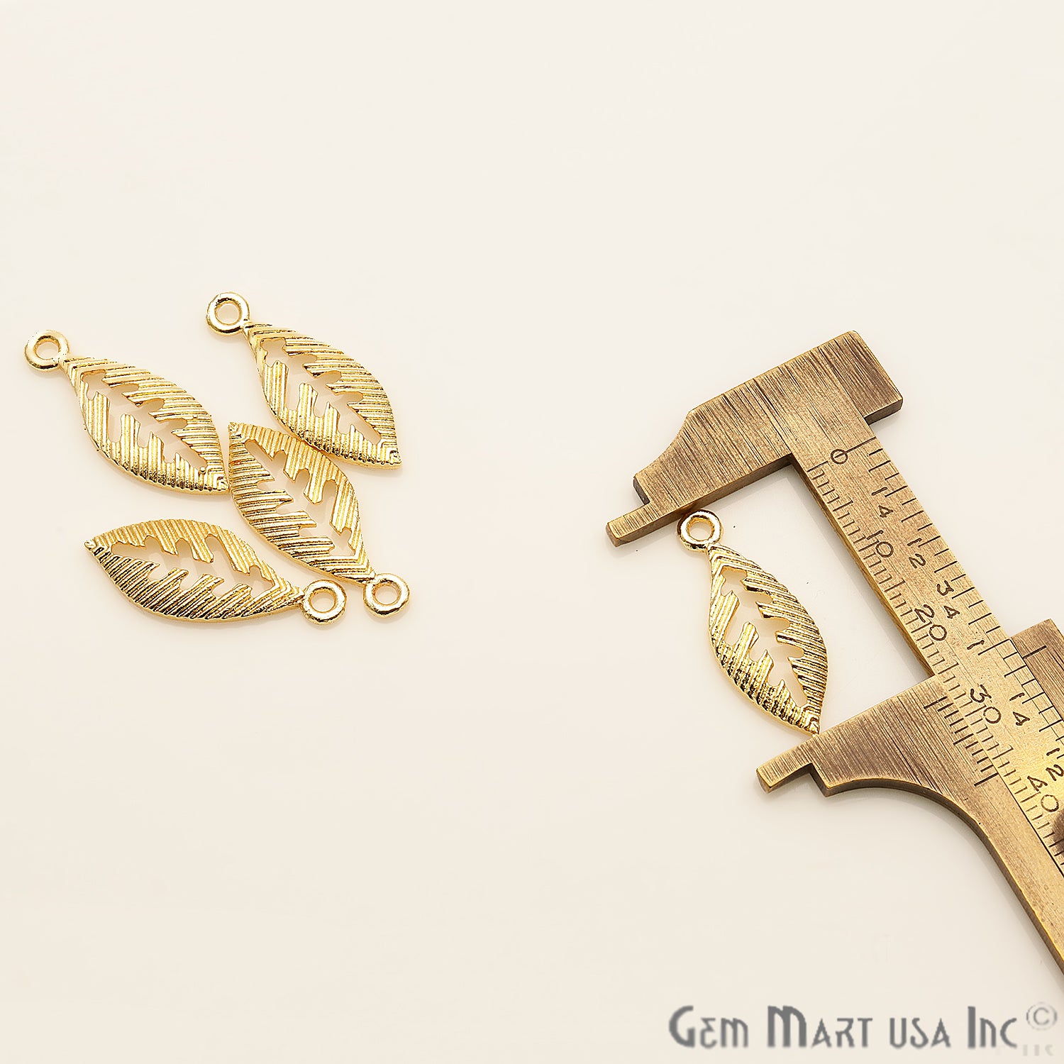 Leaf Shape Finding 27x11mm Chandelier Jewelry Charm (Pick Plating) - GemMartUSA