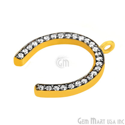 Horseshoe' CZ Pave Gold Vermeil Charm for Bracelet & Pendants - GemMartUSA