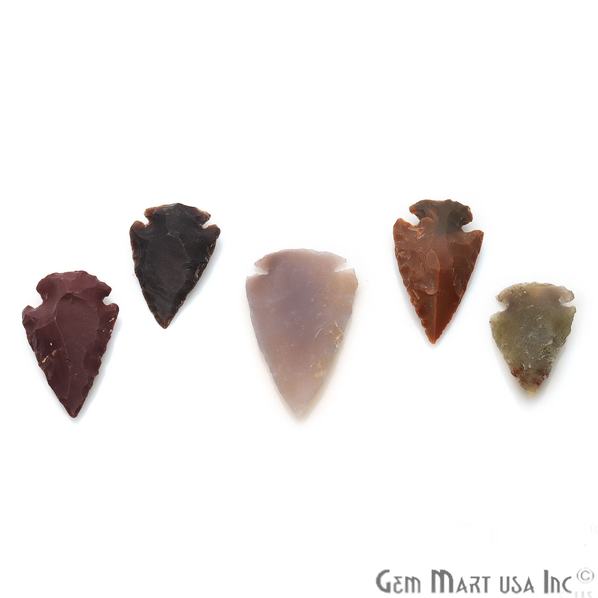 5pc Lot Arrowhead Cut Gemstones, 35x19mm Handcrafted Stone, Loose Gemstone, DIY Pendant, DIY Jewelry - GemMartUSA