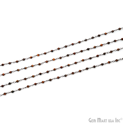 Tiger Eye 2.5-3mm Faceted Beads Oxidized Wire Wrapped Rosary