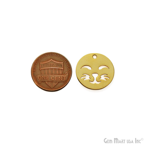 Cat Face Charm Laser Finding Gold Plated 18mm Charm For Bracelets & Pendants