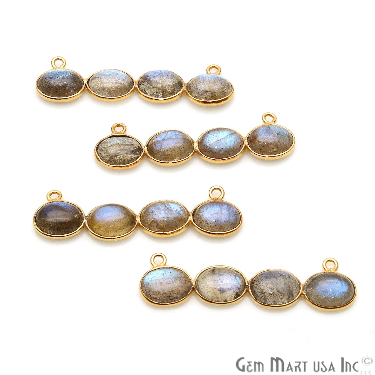 DIY, Labradorite 40x11mm Gold Plated Bezel Chandelier Finding Component - GemMartUSA