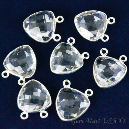 Trillion 14mm Cat Bail Silver Bezel Gemstone Connector