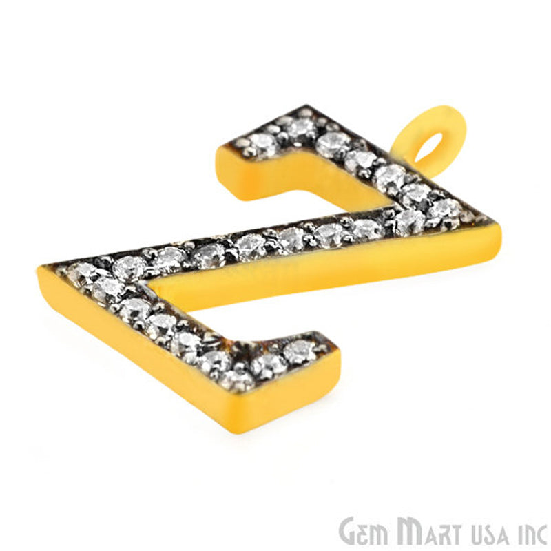 Z' Alphabet Charm CZ Pave Gold Vermeil Charm for Bracelet & Pendants - GemMartUSA