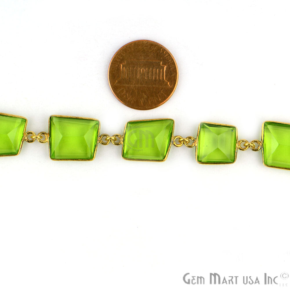 Peridot 10-15mm Faceted Gold Bezel Continuous Connector Chain - GemMartUSA (764291579951)