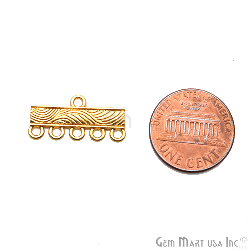 2 Pair Lot Gold End Bar, 5 Strand, Gold Plated Multi Strand Connector - GemMartUSA