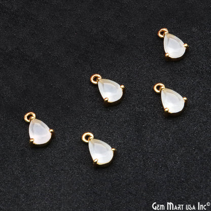 Faceted Pears 6x4mm Prong Gold Plated Single Bail Connector