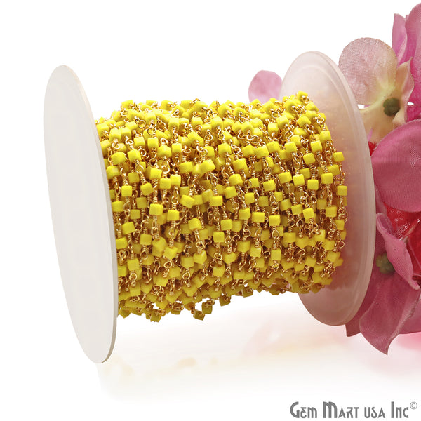Yellow Agate Cube Faceted...