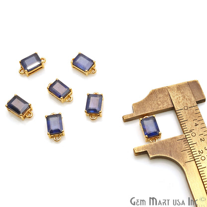 Sapphire Prong Setting Gold Plated Double Bail Gemstone Connector - GemMartUSA