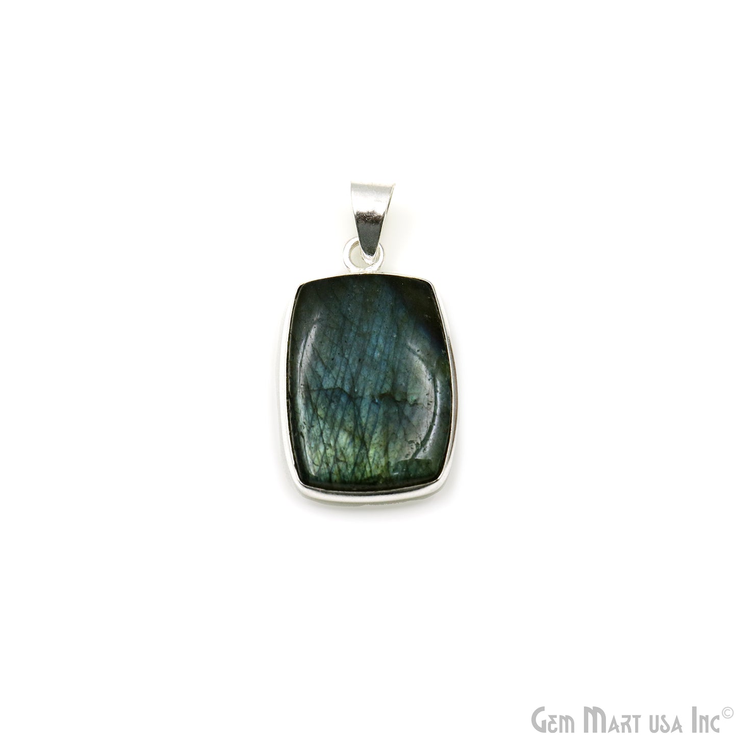 Labradorite Gemstone Rectangle 29x19mm Sterling Silver Necklace Pendant 1PC