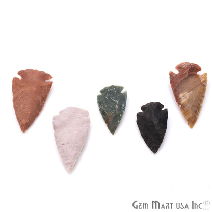 5pc Lot Arrowhead Cut Gemstones, 48x25mm Handcrafted Stone, Loose Gemstone, DIY Pendant, DIY Jewelry - GemMartUSA