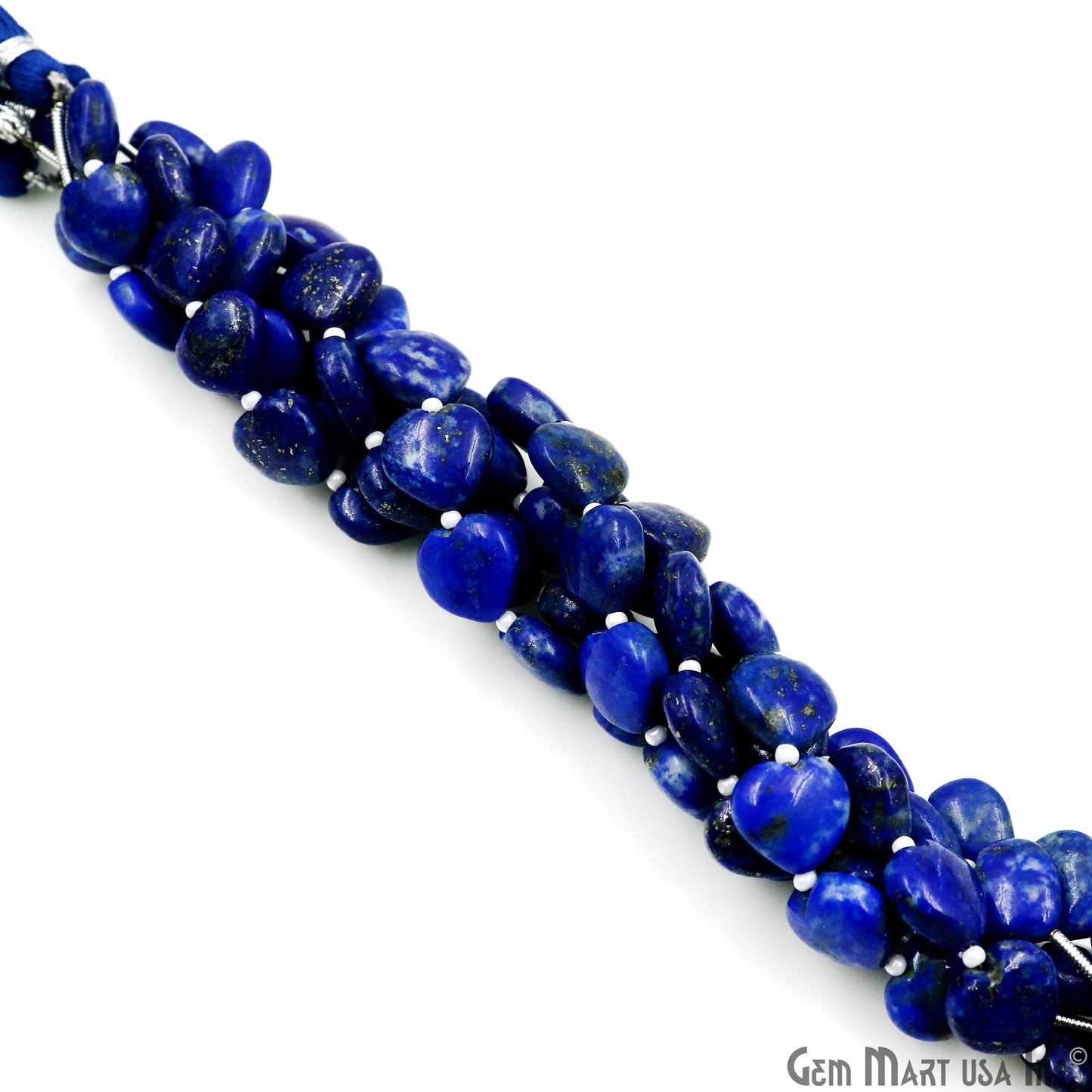 Lapis Heart Beads, 7 Inch Gemstone Strands, Drilled Strung Briolette Beads, Heart Shape, 10mm