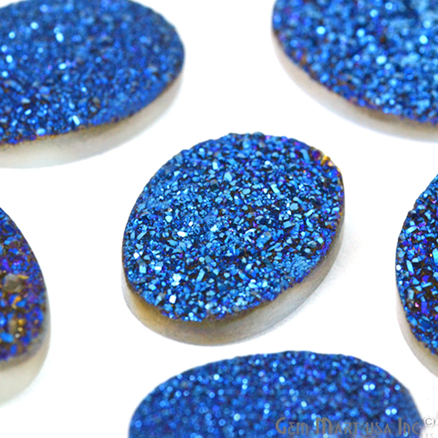 Titanium Blue Druzy 13x18mm Oval Shape Loose Cabochon - GemMartUSA