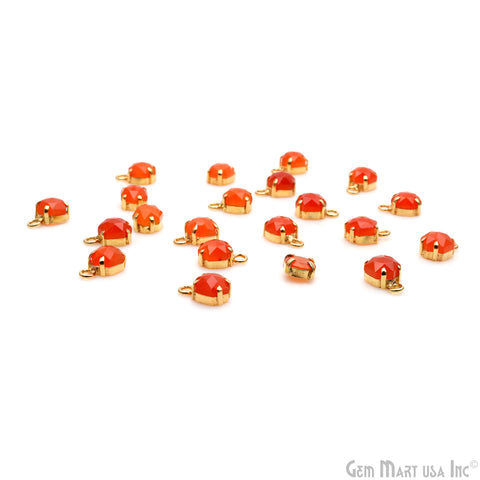 Carnelian Faceted Hexagon 6-7mm Prong Gold Plated Single Bail Connector