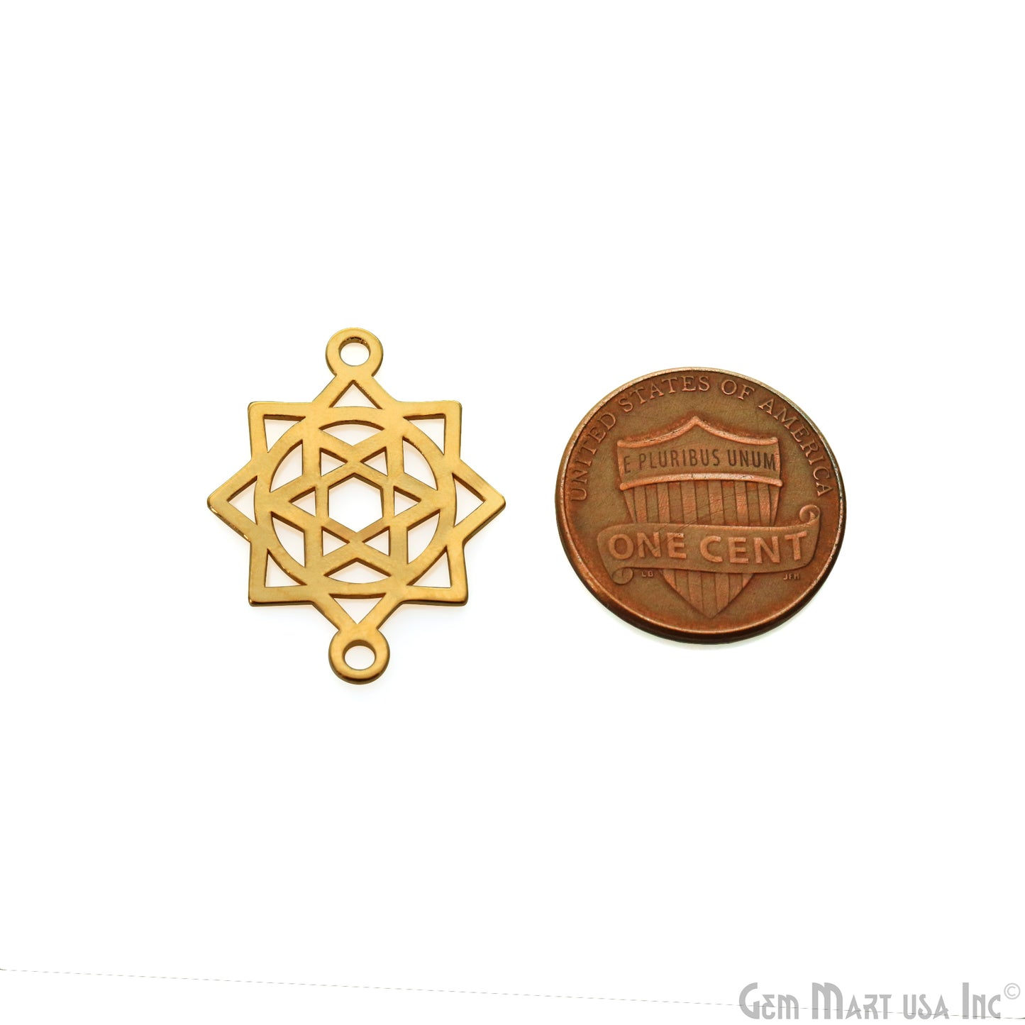 Metatron's Cube Charm Gold Laser Finding 25x19.8mm Gold Plated Charm For Bracelets & Pendants