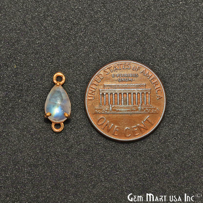 Rainbow Moonstone Cabochon Pears Prong Gold Plated Bail Connector - GemMartUSA